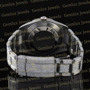 High Quality Roman Dial Fully Iced Out D VVS Moissanite Diamond Full White Auto Date D VVS Moissanite Diamond <b>Watch</b> <b>For</b> Men - Product Image 6