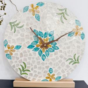 Decorative mother of pearl <b>clock</b> with mosaic pattern large shell inlaid wall <b>clocks</b> home accent - Product Image 6