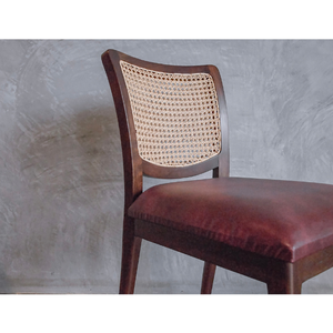 เก้าอี้ Empress รุ่น Teak พร้อมพนักพิงหวายและเบาะหนัง PU สีน้ำตาล Salak - Product Image 5