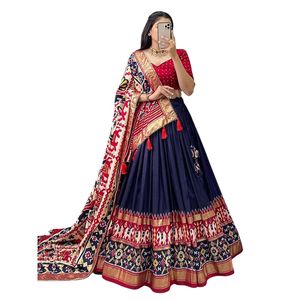 Ensemble Lehenga Choli en Soie Tussar pour Femme avec Broderie Métallisée, Tenue de Mariage Ethnique, Dupatta et Blouse - Product Image 1