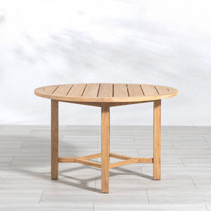 Table de salle à manger ronde moderne en teck, imperméable, écologique et durable pour jardin, villa et complexe hôtelier - Product Image 1