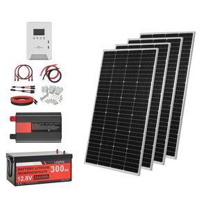 Kit completo de energía solar de 800W y 12V con 4 paneles monocristalinos de 200W, batería LiFePO4 de 12.8V y 300Ah, controlador de carga MPPT de 60A - Product Image 1