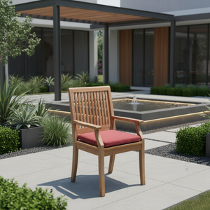 Fauteuil en teck massif au design moderne pour salle à manger, utilisation en extérieur, empilable, design coulissant, finition couleur naturelle, pour maison, hôtel - Product Image 6