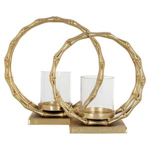 Gold Hurricane Light <b>Small</b> Decorative <b>Lantern</b> with Glass and Metal Base Elegant Home Lighting Solution Indoor and Outdoor Use - Product Image 1