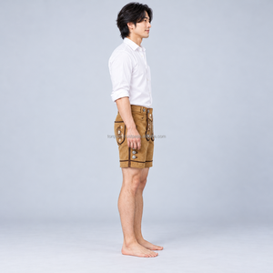 Shorts bavarois pour hommes, style alpin traditionnel, aspect cuir haut de gamme, taille ajustable et style classique Oktoberfest - Product Image 2