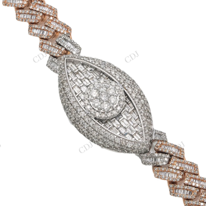 Chaîne cubaine tendance en argent sterling 925 plaqué or de 12 mm et 18 pouces, style hip-hop, large, avec moissanite et diamants glacés, bijoux de mariage et de fête - Product Image 2
