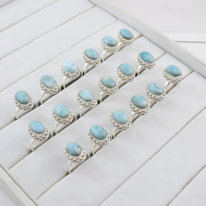 Anillo Sukhmani de Plata de Ley 925 con Larimar Azul Natural Rosa, para Uso Diario, Unisex, con Engaste de Bisel, Estilo Bohemio, Viajero, Tribal - Product Image 3