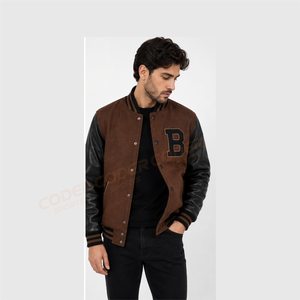 Chaquetas Varsity Letterman de Talla Personalizada, Cuerpo de Lana, Mangas de Cuero Genuino, Ropa de Invierno, Chaqueta Varsity para Hombre Elegante y con Estilo - Product Image 4