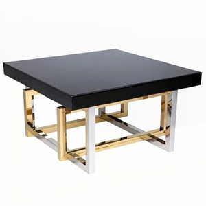 Mesa de Centro Cuadrada de Madera para Restaurantes y Cafeterías, con Acabado Dorado Brillante y Aspecto Admirable - Product Image 1