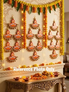Traditional Diya Hanging for Festive Home Decor | <b>Beaded</b> Latkan Garland For Diwali Decor | <b>Door</b> and Wedding Entrance Backdrop - Product Image 2