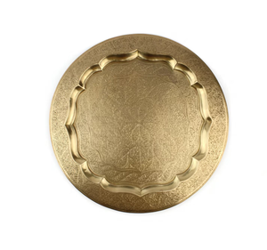 Elegant Gold Decorative Serving <b>Tray</b> <b>Round</b> Metal Plate Wedding Hotel <b>Table</b> Centerpiece Display Platter Home Hotel Decor - Product Image 5