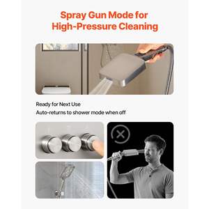 Sistema de ducha de lluvia de montaje en techo de 12 pulgadas, montaje en pared de 6 pulgadas, cabezal de lluvia doble de 3 funciones, juego giratorio de pulverización de mano 4 1 - Product Image 3