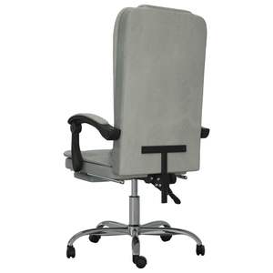Silla de Oficina de Terciopelo Gris Claro con Función de Masaje, Estructura de Metal y Madera Contrachapada, para Usuarios de Talla Mediana - Product Image 5