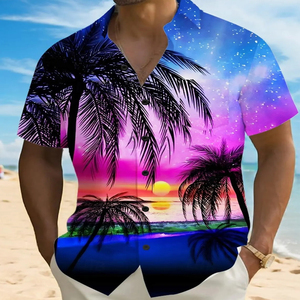 เสื้อเชิ้ตฮาวายแขนสั้นผู้ชาย ลายดอกทานตะวัน พิมพ์ลาย ระบายอากาศได้ดี เป็นมิตรกับสิ่งแวดล้อม ปกคอปก สำหรับวันหยุดพักผ่อน - Product Image 5