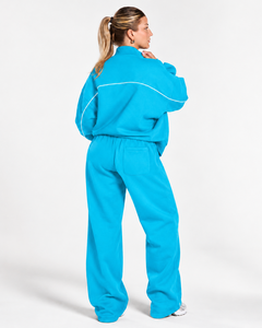 <b>Women's</b> Contrastline Full Zip Tracksuit Two Piece Casual Outfit Relaxed <b>Jacket</b> And Wide Leg Pants Matching Apparel Set Style - Product Image 2
