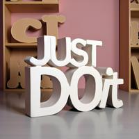 Étagère décorative élégante en bois d'ingénierie peint en blanc, avec sculpture sur bois artistique, écologique, pour bureau créatif, idéale pour la retraite, 'Just Do It'