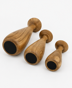 Ensemble de 3 porte-bougies en bois massif faits à la main, support à bougies en bois, centre de table décoratif, décoration d'intérieur - Product Image 3