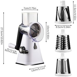 Grattugia Rotante Manuale per Formaggio con 3 Lame Intercambiabili in Acciaio Inox, Manico per Grattugiare Frutta e Verdura - Product Image 4