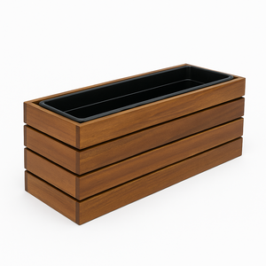 Premium Slatted Wooden Planter | Acacia <b>Frame</b> with Liner for Garden & Patio <b>Plants</b> | Made in Vietnam - Product Image 1