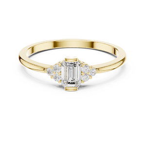 Bague de fiançailles en or jaune avec diamant de laboratoire taille émeraude pour femme, tendance, certifiée IGI, cadeau d'anniversaire ou de promesse - Product Image 1