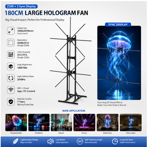 พัดลมโฮโลแกรม Z200 ขนาด 1800x3078 มม. จอแสดงผล LED 3 มิติ ความละเอียด 2048x2512 ความสว่างสูง 2000 นิต สำหรับใช้งานในร่มสำหรับงานนิทรรศการ - Product Image 5