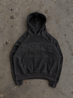 Sweat à capuche pull-over coupe classique de qualité supérieure, en molleton épais, avec design de patch lettré à bords bruts, pour l'hiver, écologique et respirant, vente en gros
