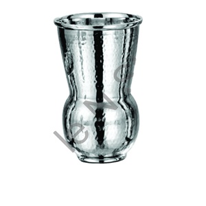 Vaso de agua de vientre de acero inoxidable de una sola pared con acabado martillado plateado Tamaños grandes Precio al por mayor para accesorios de vino y bar - Product Image 1