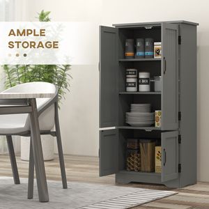 Armadio da Terra Grigio Stile Fattoria da 49 Pollici per Dispensa e Sala da Pranzo, con Ripiani Regolabili e Ampio Spazio, Credenza da Cucina - Product Image 4
