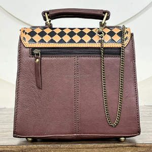 Sac bandoulière de luxe en cuir de vachette personnalisé et tendance, motif floral à carreaux, vente en gros pour femmes - Product Image 5