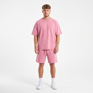 Wholesale Summer Casual Wear New Arrival <b>Men's</b> Short Sleeve T-<b>Shirt</b> Shorts Sets Breathable Polyester/Cotton Solid Color High - Product Image 1