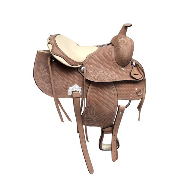 Selle Western Big Horn 16 Pouces – Éco-cuir Couleur Châtaigne – Barrel Racing