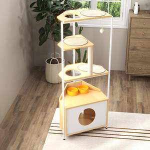 Torre para Gatos de Múltiples Niveles con Poste Rascador y Estación de Alimentación, Plataformas para Escalar - Condo para Gatos - Product Image 5