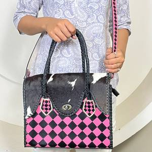 Sac fourre-tout en cuir de vachette martelé à carreaux, élégant, pour femmes, à porter à l'épaule ou en bandoulière, vente en gros directe d'usine 2026 - Product Image 4