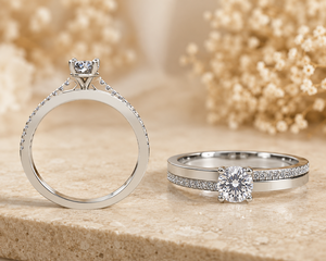 Bague de fiançailles classique en diamant de laboratoire certifié IGI, plaqué rhodium, or blanc, solitaire, pavé, pour demande en mariage - Product Image 2
