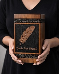 Feather Engraved Rosewood Cremation Urn Handmade <b>Memorial</b> Feather Engraved Rosewood Cremation Urn Rosewood Feather Engraved Urn - Product Image 4