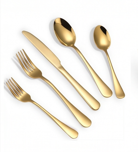Juego de Cubiertos de Metal Dorado, Elegante Vajilla para Cena, Apto para Lavavajillas, Vajilla para Bodas, Diseño con Acabado de Espejo - Product Image 1
