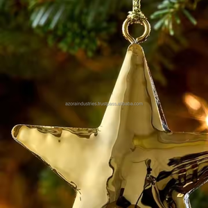 Décoration de Noël suspendue en fer doré, faite à la main, de qualité supérieure, moderne, écologique, forme personnalisée, magnifiquement conçue - Product Image 4