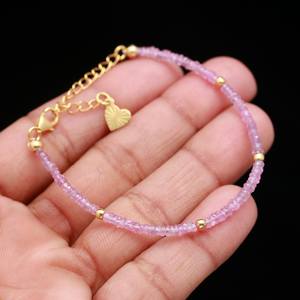 Zafiro Rosa con Cuentas, Oro Sólido de 18K, Joyería Hecha a Mano con Piedras Preciosas Naturales, Regalo para Ella, Lujo, Certificado por Terceros, Venta al por Mayor - Product Image 4
