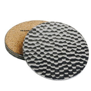 Modern Design Set of 4 Handcrafted Shiny Polished Stone Coasters <b>round</b> Shape Metal <b>Table</b> <b>Mats</b> & Pads Unique Tableware Decor - Product Image 5