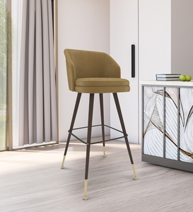 Elegant PU Leather <b>Adjustable</b> <b>Bar</b> <b>Stool</b> Light Brown Color Modern Luxury Counter Height Kitchen Furniture Metal Base Upholstered - Product Image 4