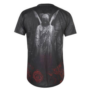 เสื้อยืดพิมพ์ลายเทวดาแบบกอธิคสีดำสำหรับผู้ชาย แขนสั้น คอกลม ทรงปกติ - Product Image 2