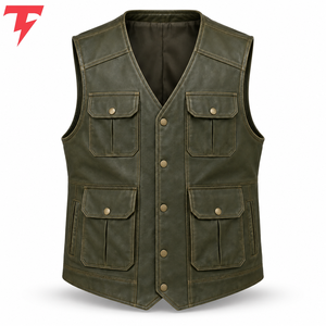 New Design Fashionable High Quality Premium <b>Leather</b> <b>Vest</b> Breathable Waterproof Windproof Reversible Casual Outerwear Winter OEM - Product Image 1