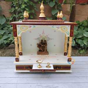 ไม้วัดทำด้วยมือสิ่งประดิษฐ์ตกแต่งบ้านสีขาวน้ำตาลทอง - Product Image 4