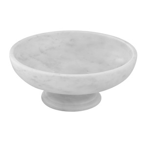 Meilleure Vente : Bol sur piétement en marbre blanc, bol à fruits en pierre naturelle sur pied, centre de table moderne, bol de service décoratif - Product Image 1