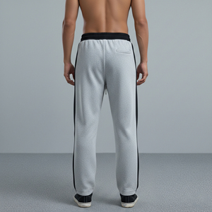 Pantalon de jogging décontracté rose en laine délavée pour homme, taille élastique avec cordon de serrage, poches latérales, style urbain épais, automne - Product Image 5