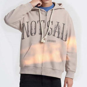 Sudadera con capucha de felpa francesa con pedrería 2026, personalizada, estilo urbano, regular, con efecto desgastado y lavado ácido, impresión digital frontal, fabricante - Product Image 2