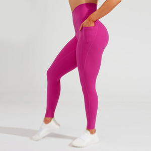 High Waist Ribbed Full Length Yoga <b>Leggings</b> Seamless Stretch Spandex/<b>Nylon</b> Lightweight Color Blocking Women's Fitness Pants - Product Image 2