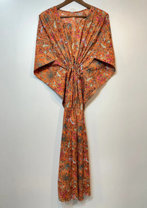 Nuevo Kaftán con Estampado Animal, Cuello en V, Cordón Ajustable, Estilo Flare, de Algodón Suave Indio, con Encaje, Largo, para Playa o Dama de Honor - Product Image 5