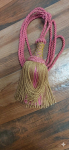 Traditional Velvet <b>Curtain</b> Tiebacks with Pink and Gold Tassel Decorative Accessories - Product Image 3