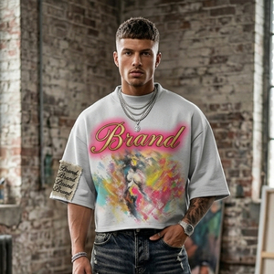 Camiseta Gráfica Oversize Personalizada 100% Algodón con Estampado Artístico Colorido, de Alto Gramaje, Ecológica, Transpirable, con Hombros Caídos, Estilo Urbano - Product Image 5